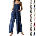 thumbnail image 1 of Clearance Under 10$!Fashion Jumpsuit for Womens Plus Size Flower Printing Button Pocket Jumpsuits Jeans Jumpsuit, 1 of 7