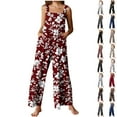 thumbnail image 1 of Clearance Under 10$!Fashion Jumpsuit for Womens Plus Size Flower Printing Button Pocket Jumpsuits Jeans Jumpsuit, 1 of 7