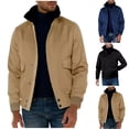 thumbnail image 1 of Fashion Plus Size Jackets for Mens Fall Multiple Pockets Button Zipper Windbreaker Solid Long Sleeves No Hat Casual Loose Coat, 1 of 5