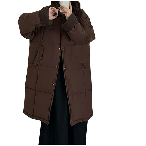Fashion Plus Size Jackets for Womens Winter Warm Casual Loose Fashion Solid Color Pocket Long Sleeve Coat
