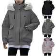 thumbnail image 1 of Fashion Plus Size Jackets for Womens Winter Warm Casual Loose Fashion Solid Color Pocket Long Sleeve Parkas Hooded Coat, 1 of 6