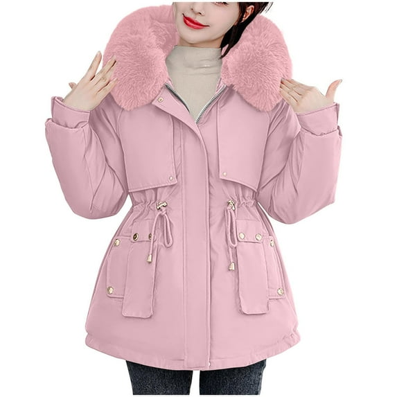Fashion Plus Size Jackets for Womens Winter Warm Casual Loose Solid Color Pocket Zippered Reversible Long Coat