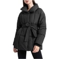 thumbnail image 1 of Fashion Plus Size Jackets for Womens Winter Warm Strap Hooded Pile Collar Fringed Hoodie, 1 of 5