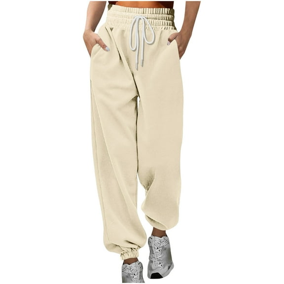 Clearance Under 10$!Fashion Plus Size Sweatpants for Womens High Waist Solid Color High-waisted Casual Belt Pocket Pants