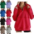thumbnail image 1 of Fashion Pullover Hoodies for Women Trendy Oversize Casual Loose Long-sleeved Solid Color Hooded Sweater With Pockets, 1 of 8