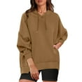 thumbnail image 1 of Fashion Pullover Hoodies for Women Trendy Oversize Fall Winter Solid Color Loose Long Sleeved Pockets Hooded Sweatshirts Top, 1 of 8