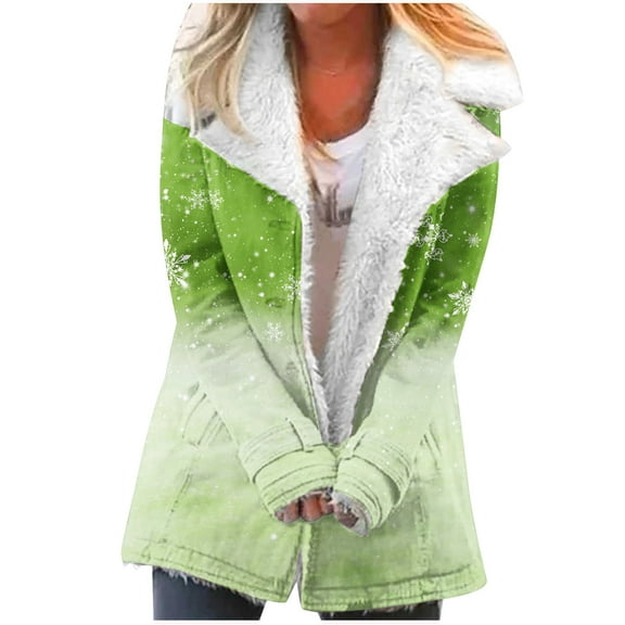 Fashion Winter Warm Caots for Womens Plus Size Zip Up Composite Plush Button Lapels Jacket Outwear Coat