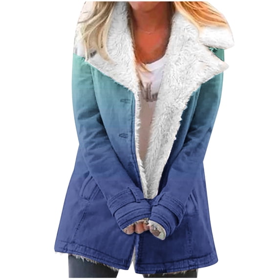 Fashion Winter Warm Caots for Womens Plus Size Zip Up Composite Plush Button Lapels Jacket Outwear Coat