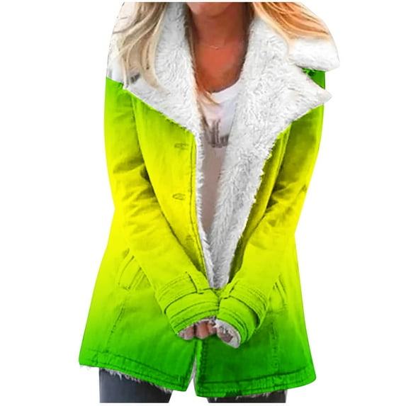 Fashion Winter Warm Caots for Womens Plus Size Zip Up Winter Warm Composite Plush Button Lapels Jacket Outwear Coat