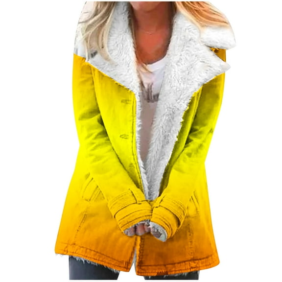 Fashion Winter Warm Caots for Womens Plus Size Zip Up Winter Warm Composite Plush Button Lapels Jacket Outwear Coat