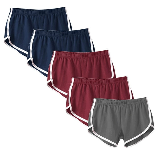 Fshion Suumer Plus Size Workout Shorts Women 5PC Elastic Waist Solid Casual Outing Pants