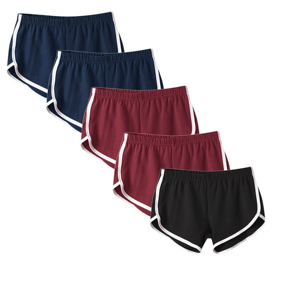 Fshion Suumer Plus Size Workout Shorts Women 5PC Elastic Waist Solid Casual Outing Pants