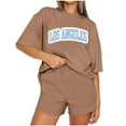 thumbnail image 1 of Fsshion Two Piece of Sets for Womens Summer Plus Size Casual Print Round Neck Short Sleeve Short Pants Pocket Set, 1 of 1