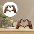 thumbnail image 1 of Clearance Under $10 Heart Hands Sculpture Wooden Hearts Hand Sculptures，Love Gesture Resin Statue Home Living Room Desktop Ornament Brown, 1 of 8