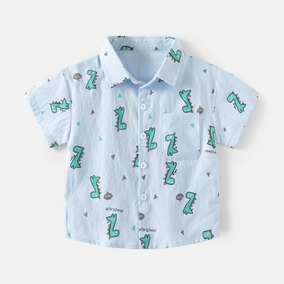 Clearance Under $10 Honeeladyy FashionBoys' Casual Short Sleeve Tops Turndown Collar Botton Solid Short Pants Sets Gift for Kids(Blue,8-9 Years)