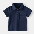 thumbnail image 1 of Clearance Under $10 Honeeladyy FashionBoys' Casual Short Sleeve Tops Turndown Collar Botton Solid Short Pants Sets Gift for Kids(Navy,4-5 Years), 1 of 3