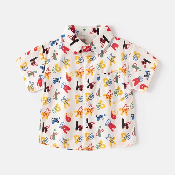 Clearance Under $10 Honeeladyy FashionBoys' Casual Short Sleeve Tops Turndown Collar Botton Solid Short Pants Sets Gift for Kids(Yellow,6-7 Years)