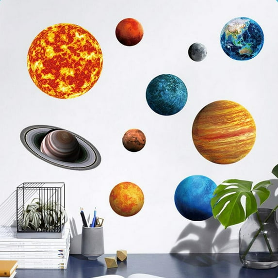 Clearance Under $10 Household Room Wall Planets Star PVC Sticker Mural Decor Decal Removable Luminou Multicolor