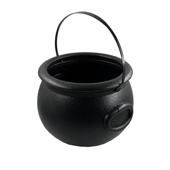 Clearance Under $10 | Large Black Plastic Witch Cauldron Candy Bowl for Halloween Party Decor