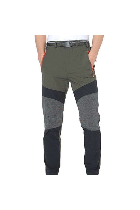 Under $10 Male Outdoor Patchwork Pants Zipper Fly Full Length Breathable Trousers Pants Sport Pants