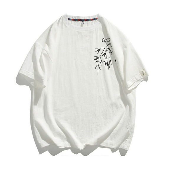 Under $10 Men Tshirt, Men's Printed Short Sleeved Cotton Linen Round Neck Loose Top Short Sleeved Round Neck Top/shirt