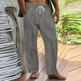 thumbnail image 1 of Under $10 Men's Casual Pants Drawstring Elastic Waist Loose Comfy Sweatpants Solid Color Lightweight Leisure Beach Pants, 1 of 6