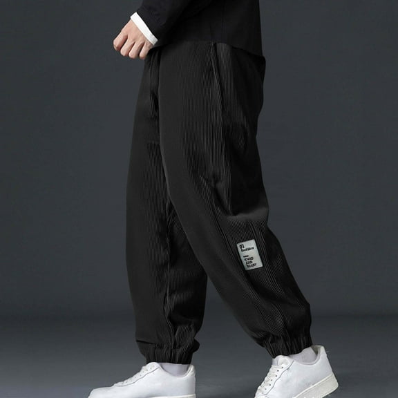 Under $10 Men's Corduroy Sweatpants Drawstring Waist Athletic Pants 2025 Summer Casual Baggy Running Workout Jogger with Pockets