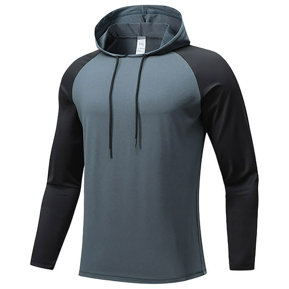Under $10 Men's Dry-Fit Hoodie Sweatshirts Long Sleeve Moisture Wicking Lightweight Workout Athletic Active Gym Hiking Shirts