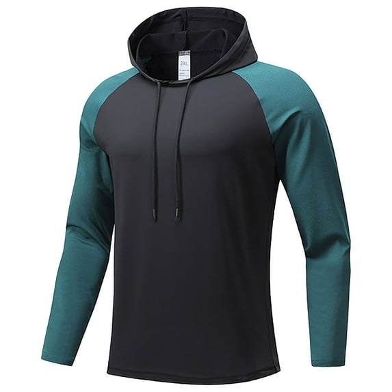 Under $10 Men's Dry-Fit Hoodie Sweatshirts Long Sleeve Moisture Wicking Lightweight Workout Athletic Active Gym Hiking Shirts