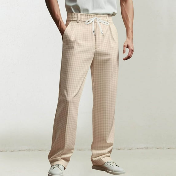 Under $10 Men's Khaki Pants Loose Fit Wide Leg Straight Joggers Trousers for Workout Golf Casual Travel Outdoor Hiking Pants