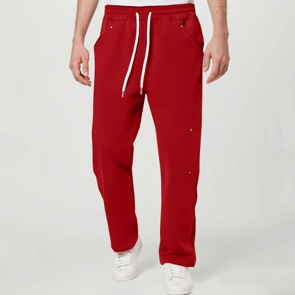 Under $10 Mens Sweatpants Open Bottom Baggy Sweat Pants for Men Straight Leg Fleece Loose Fit Gym Athletic Sweatpants Pockets