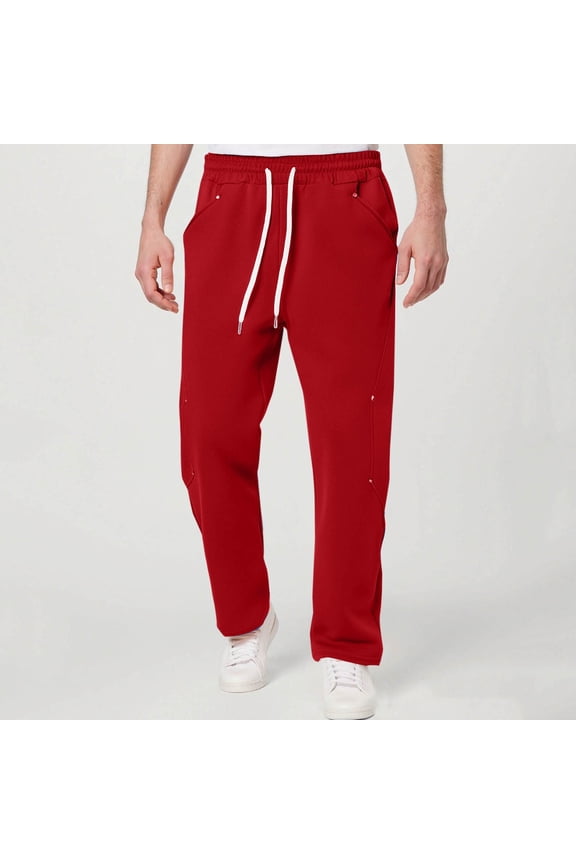 Under $10 Mens Sweatpants Open Bottom Baggy Sweat Pants for Men Straight Leg Fleece Loose Fit Gym Athletic Sweatpants Pockets