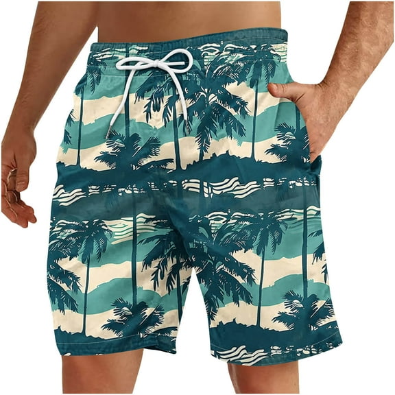 Miqool Mens Swim Trunks Quick Dry Beach Board Shorts Hawaiian Bathing Suits Swimwear with Pockets, Regular & Big & Tall