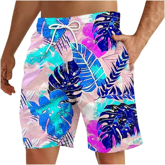 Miqool Mens Swim Trunks Quick Dry Beach Board Shorts Hawaiian Bathing Suits Swimwear with Pockets, Regular & Big & Tall