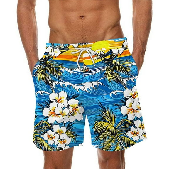 Miqool Mens Swim Trunks Quick Dry Board Shorts Breathable Hawaii Beach Shorts Swimwear Bathing Suits with Pockets