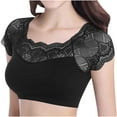 thumbnail image 1 of Miqool Womens Short Sleeve Lace Crop Top Slim Fitted Going Out Tops Casual Basic T-Shirts Base Layer Undershirts, 1 of 3