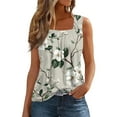 thumbnail image 1 of NAMTYQX Summer Shirts for Women Sleeveless Soft Trendy Patterned Wide Shoulder Straps Casual Slim Square Neck Light Gray Size S, 1 of 5