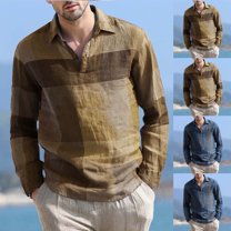 Clearance Under 10$! New Fashion Mens Tops 2024 Plus Size Long Sleeve V-Neck Button Casual Comfortable Blouse Sweater