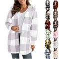 thumbnail image 1 of Clearance Under 10$!New Fashion Plaid Jackets for Womens Fleece Plus Size Hooded Long Sleeved Loose Cardigan Coat, 1 of 6