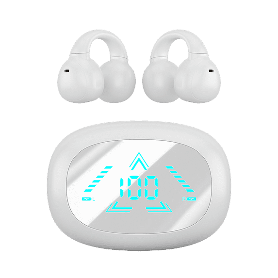 Clearance Under 10$! New Wireless Bone Conduction Bluetooth Earbuds Noise-cancelling Digital Display Earclip Digital Display Long Endurance Earphones