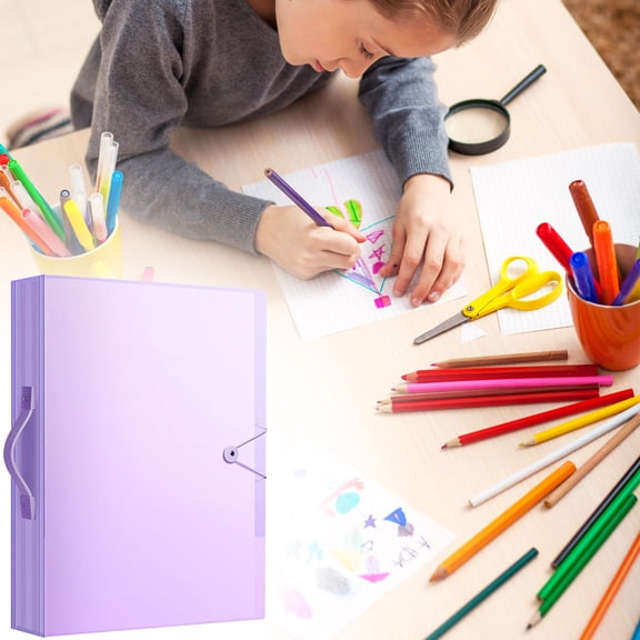 Clearance Under $10! Pink Artwork Storage Bag Folders With Prongs Expanding File Folders