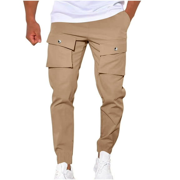 Under 10$Plus Size Casual Jogger Pants for Mens Solid Color Pocket Drawstring Casual Youth Versatile Sports Oversized Pants