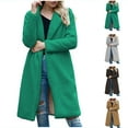 thumbnail image 1 of Plus Size Flannel Jackets for Womens Winter Fashion Solid Color Pocket Woollen Coat Recreational Long Sleeve, 1 of 7