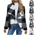thumbnail image 1 of Plus Size Plaid Jackets for Womens Winter Fashion Double-sided Fleece Plaid Long Sleeved Jacket Cardigan Overcoat Top, 1 of 7
