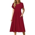 thumbnail image 1 of Plus Size Summer Dresses for Women 2025 Casual Short Sleeve With Pockets Beach A Line Casual, 1 of 8