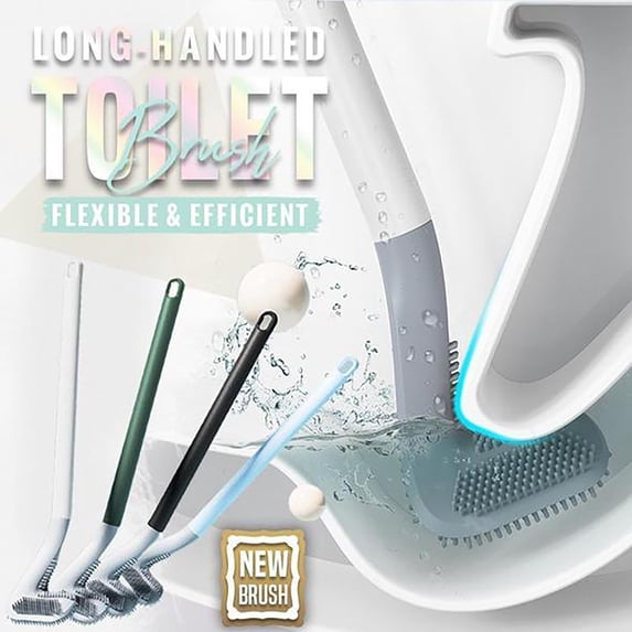 Clearance Under $10 Skegnu Toilet Brush Wall-mounted Soft Plastic Toilet Brush Without Dead Ends Toilet Cleaner