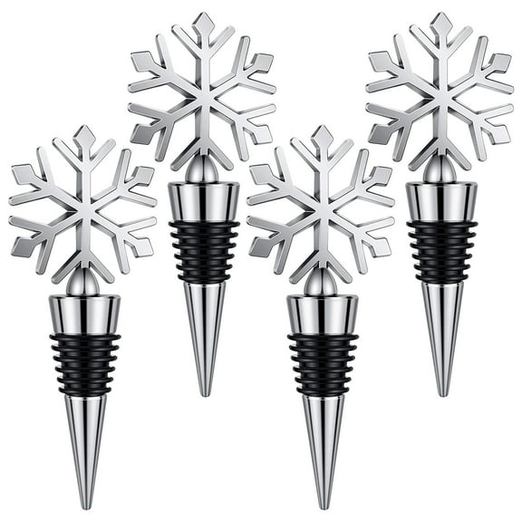 Clearance! Under $10 Snowflake Wine Bottle Plug Drink Bottle Stopper Reusable Wine Cover 4PC
