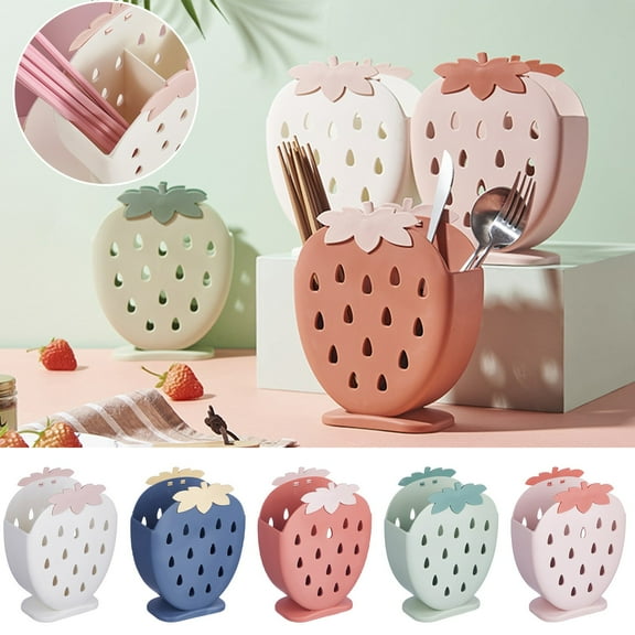 Clearance! Under $10 Strawberry Chopstick Holder Kitchen Standing Multifunctional Chopstick Cage