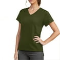 thumbnail image 1 of Summer Fashion Shirts for Womens Plus Size Solid Color Casual Bate Sleeve Round Neck Short Sleeved Top, 1 of 8