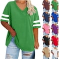 thumbnail image 1 of Clearance Under 10$! Summer Plus Size Shirts for Womens 2025 V-neck Short Sleeved Solid Summer Base Shirt Sports T-shirt, 1 of 4